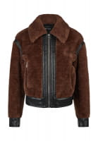Faux Fur Jacke im Biker Style