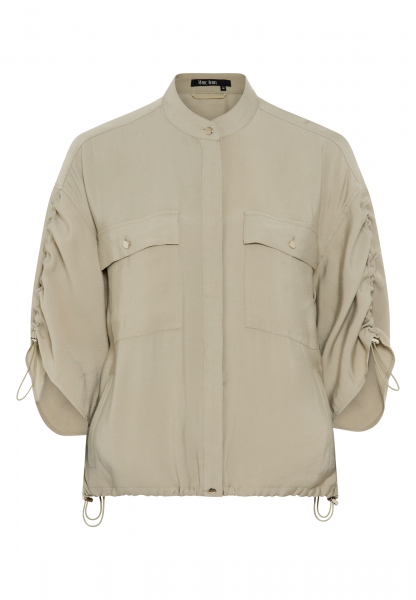 Shiny twill shirt jacket
