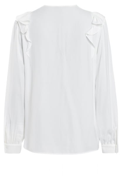 Blouse with ruffles in washed satin