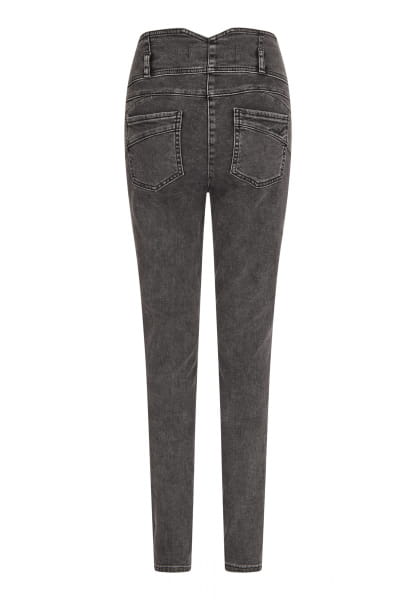 Black denim with extra-wide waistband