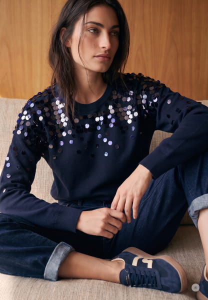 Sweater with sequin embroidery