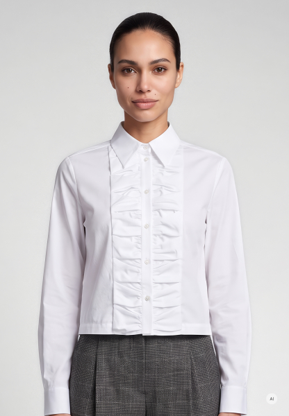 Boxy Shirt with Pleated Panel