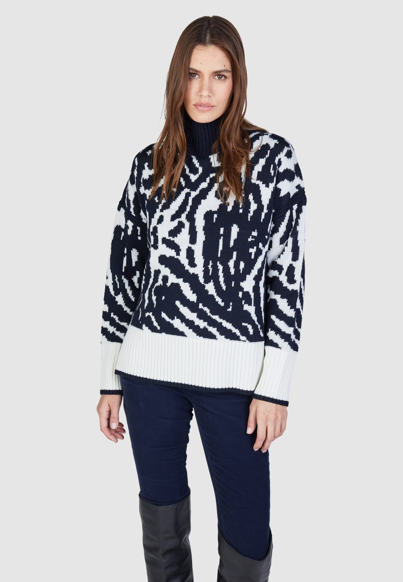 MARC AUREL Jacquard-Pullover mit Kontrast-Details