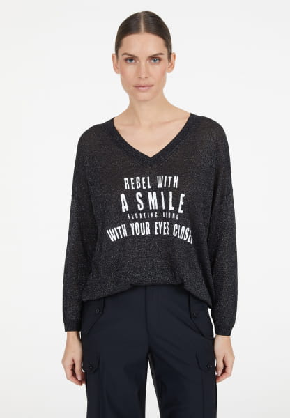 Lurex-Pullover mit Logo-Print