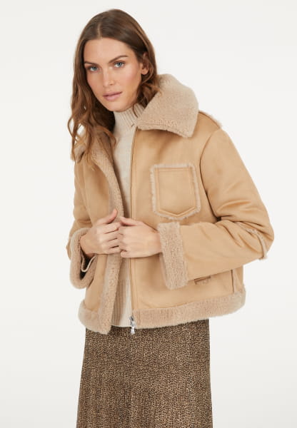 Faux fur jacket in shirt style