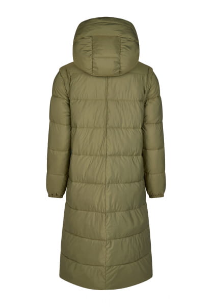 Outdoor coat with voluminous hood