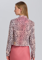 Denim jacket in leopard-style