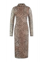 Mesh dress with leopard print