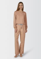 Satin Top mit Strick-Bündchen
