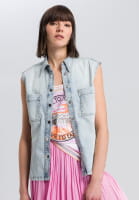 Denim top with back-print