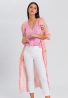 Long cardigan with embroidered badges