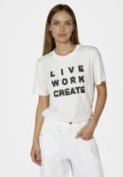 Shirt with leather flowers