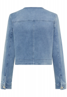 Collarless denim jacket
