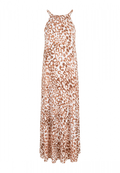 Halterneck dress with leo print