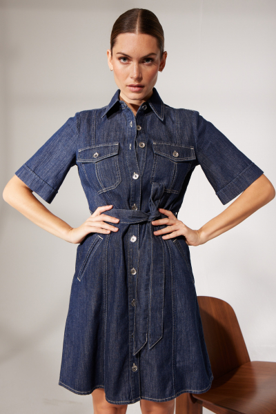 Denim dress with belt