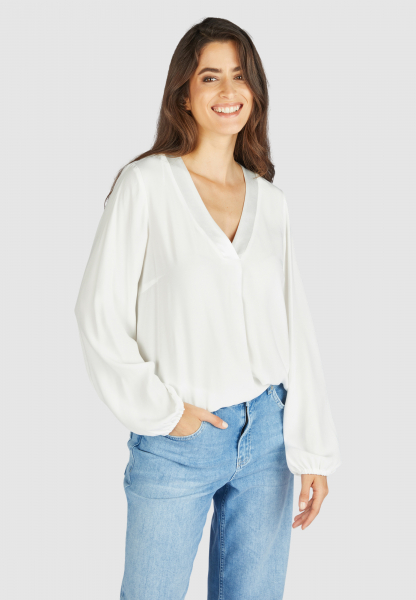 V-neck blouse with satin trims