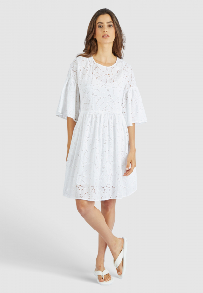 Dress with perforated embroidery