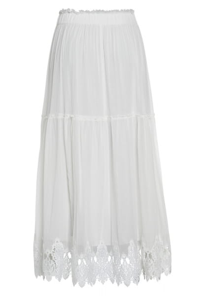 Maxi skirt with lace ribbons