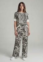 Pants with patchwork print