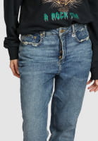 Cropped Mom-Jeans in Blue Denim