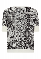 Rundhals Bluse mit Patchwork-Print
