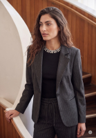 Sweater with rhinestone neckline