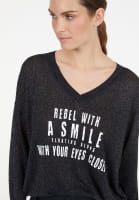 Lurex-Pullover mit Logo-Print