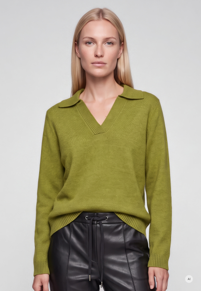 Polo-Pullover mit Rippendetails